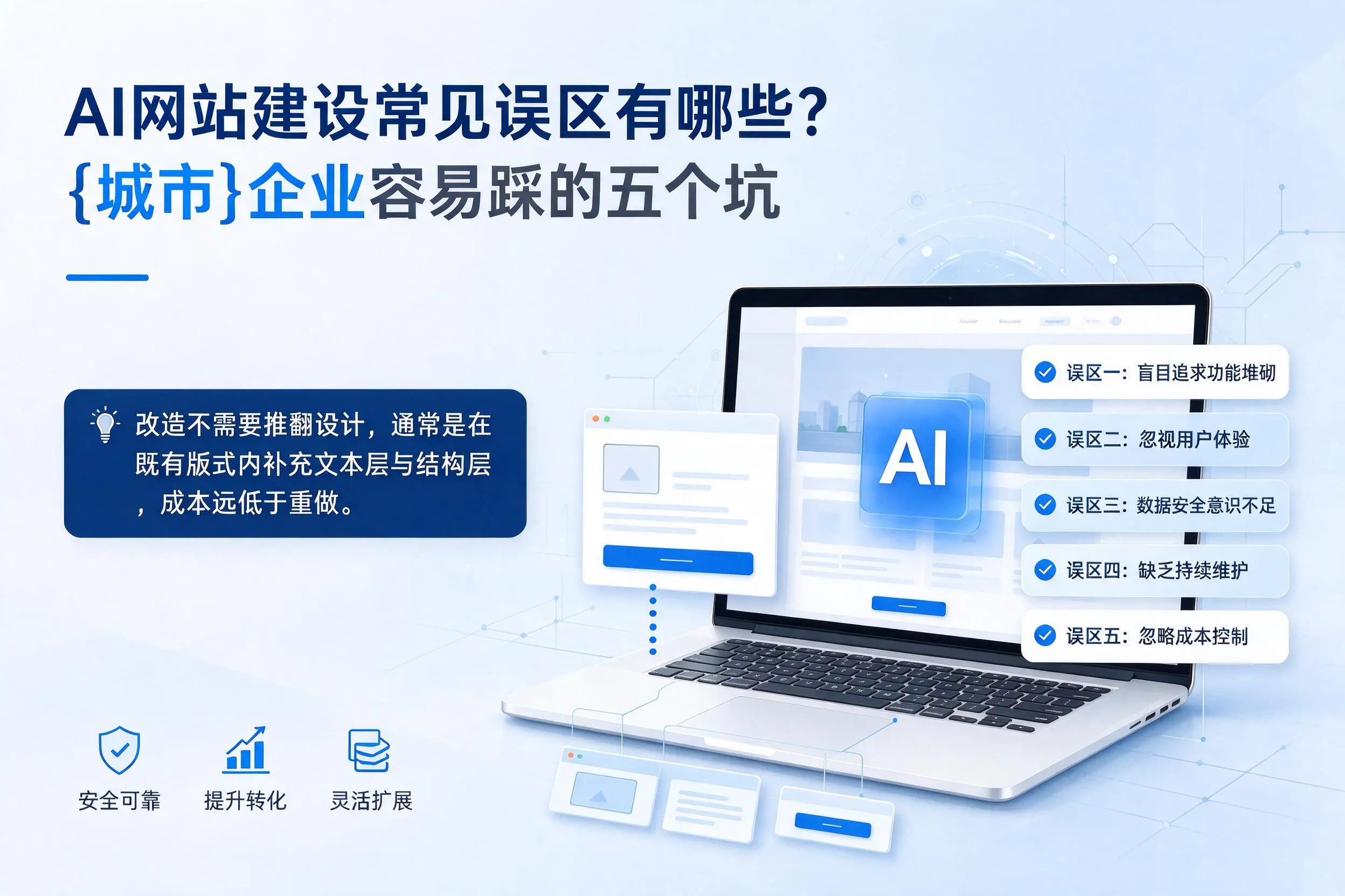 AI网站建设常见误区有哪些?云南企业容易踩的五个坑